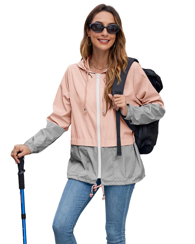 Hount Women's Lightweight Hooded Raincoat Waterproof Packable Active Outdoor Rain Jacket (S-3XL) (Light Pink, Medium) - Image 5
